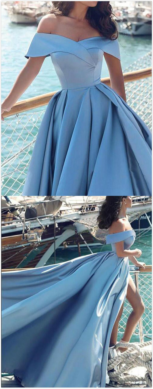 Princess Prom Dress,Off The Shoulder Blue Prom Dress,Sexy Prom Dress ...