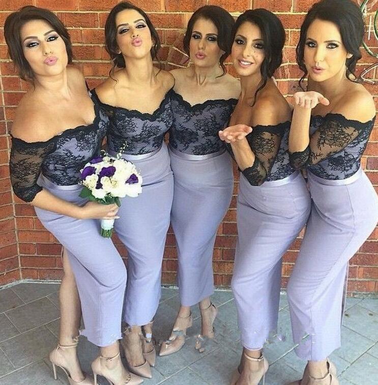 black and purple bridesmaid dresses