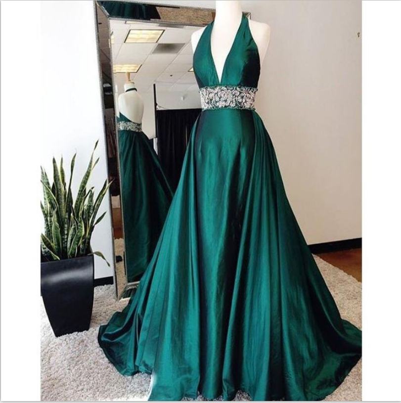 Emerald Halter Prom Dress