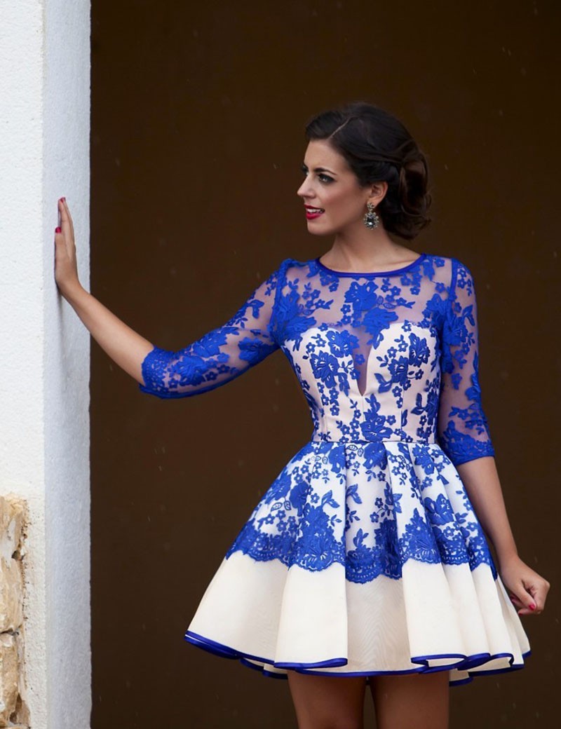 blue color party frocks